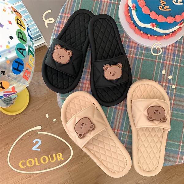 SANDAL KOKOP WANITA MOTIF BEAR | SENDAL KOKOP TERBARU DEWASA MOTIF EMBOS UNIK SELOP