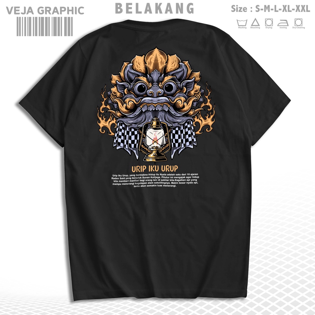 VEJAGRAPHIC T-Shirt Barong Bali Urip Iku Urup | Kaos Indonesia Culture Pria dan Wanita - A1682