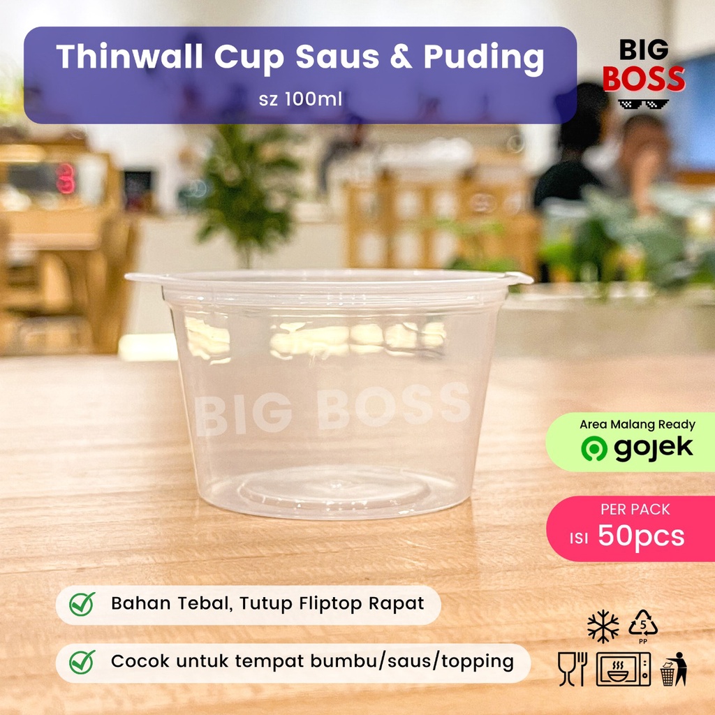 [ISI 50 PCS] Gelas Pudding 100ml + Tutup / Thinwall Wadah Cup Saus Saos Sambal 100 ml [MINIMAL 50PCS]