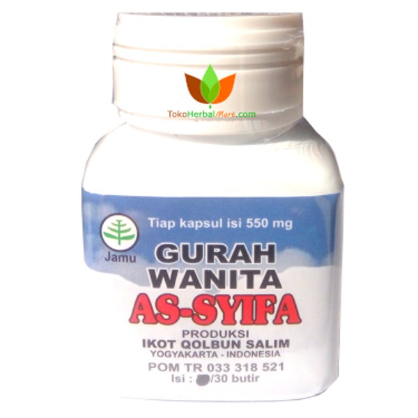 GURAH WANITA ASSYIFA 30 KAPSUL, JAMU OBAT HERBAL KEPUTIHAN MENAHUN, BAU, GATAL VAGINA, MENGENCANGKAN
