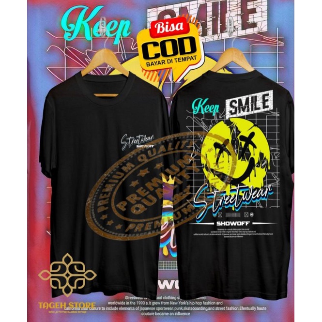 kaos keep smile / kao emot smile / kaos smile wear / baju pria / kaos pria / kaos / baju / baju kaos