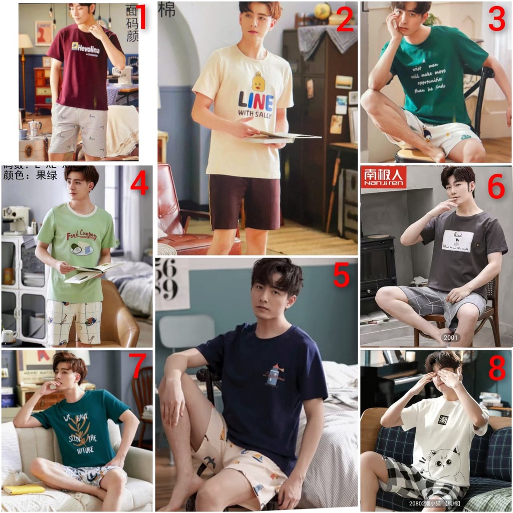 Baju tidur piyama cowok pdk bahan kaos import