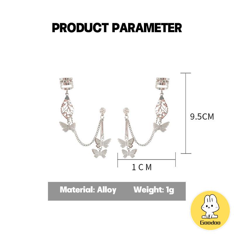 Korea Ins Kupu-kupu Anting Klip Telinga Tulang Dan Jaring Merah Gaya Yang Sama -Doo
