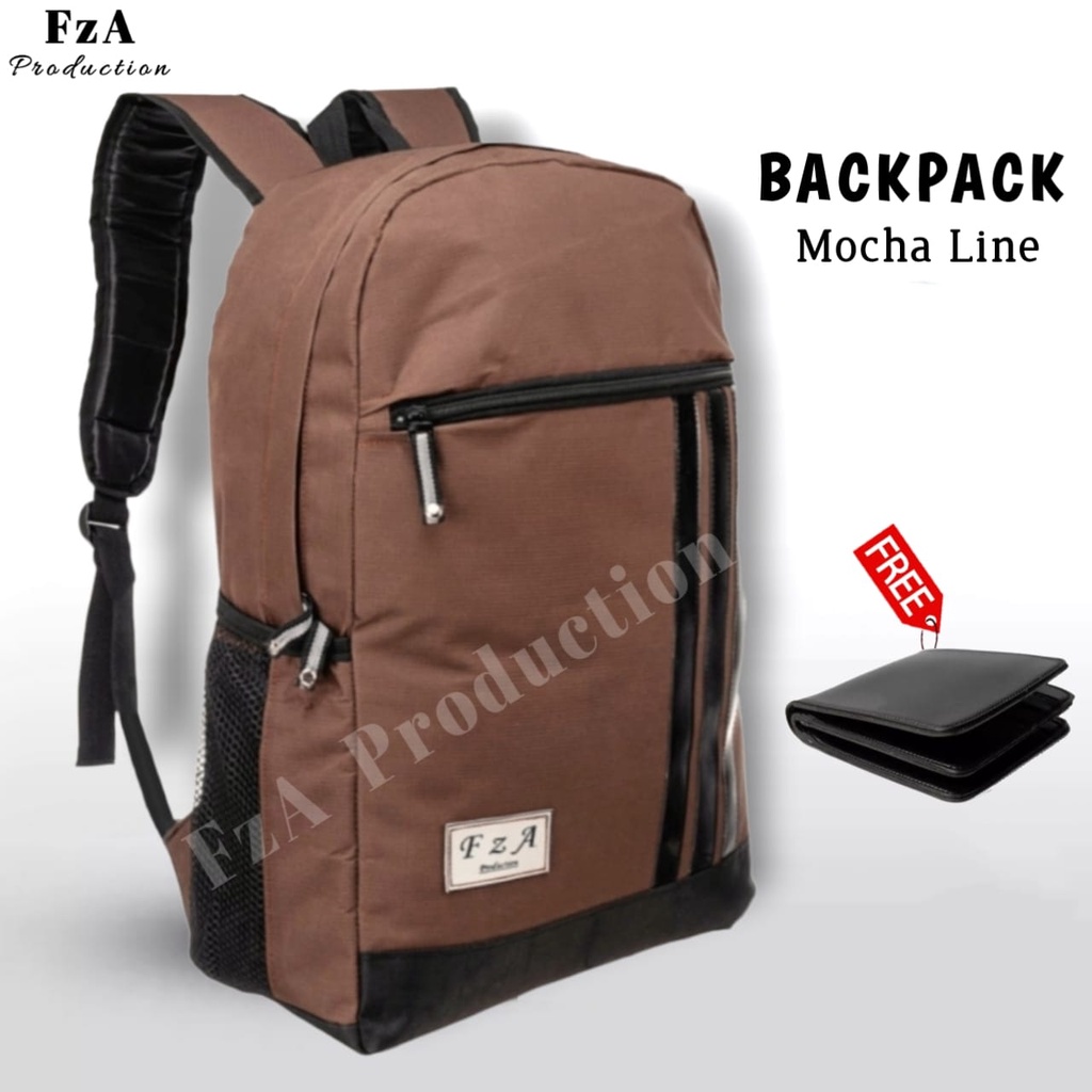 Tas Ransel Punggung Distro Casual Pria Wanita / Tas Ransel Laptop Original - FzA Gratis Dompet BUY 1 GET 1