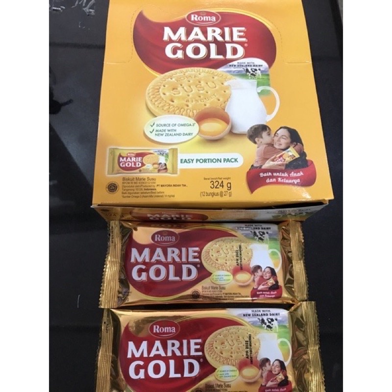 

Roma Marie Gold 1 Box isi 12 Sachet / Biskuit Marie Gold Roma