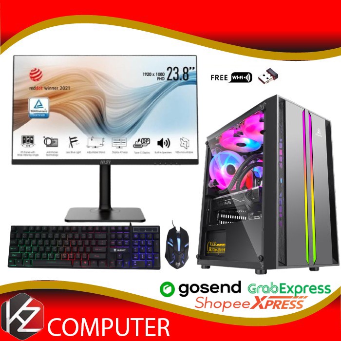 PC Lengkap Gaming Intel Core i3 10105F / GTX 1050 4GB / SSD 240 / DDR4 8GB / LED MSI 24