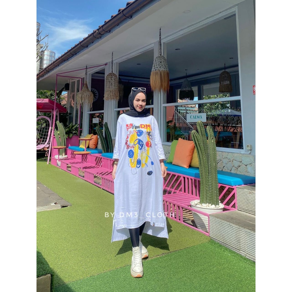 Midi Dress Long Tunik Original DM3 Cloth Bahan Cotton Combed 20s Tebal Terbaru 2022 Terlaris art Des