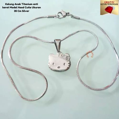 Lovelybutik - Kalung Titanium Anti Karat Cutie Head Kalung Anak Perempuan Ukuran 35 cm dan Liontin Titanium Head BONUS KOTAK PERHIASAN