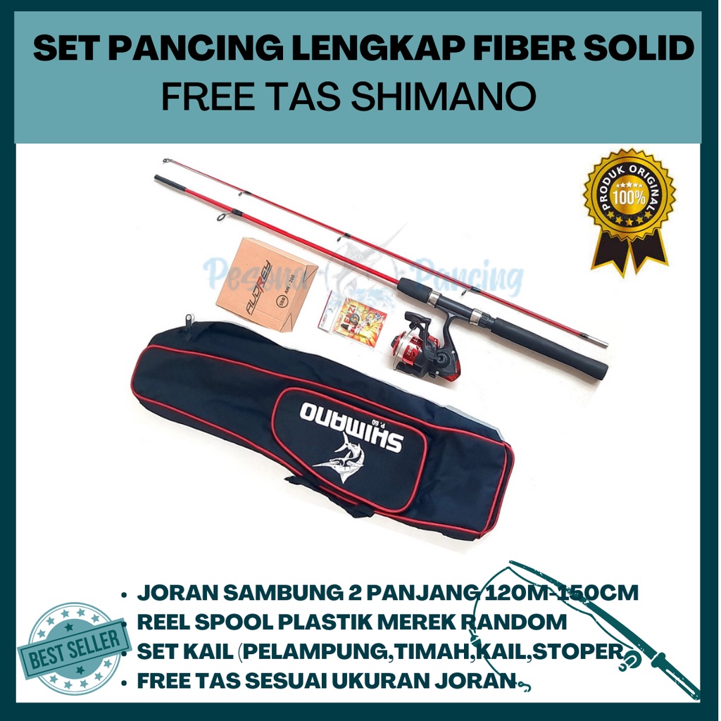 Set Pancing Lengkap Sambung Dua FIBER SOLID 120-150 FREE TAS