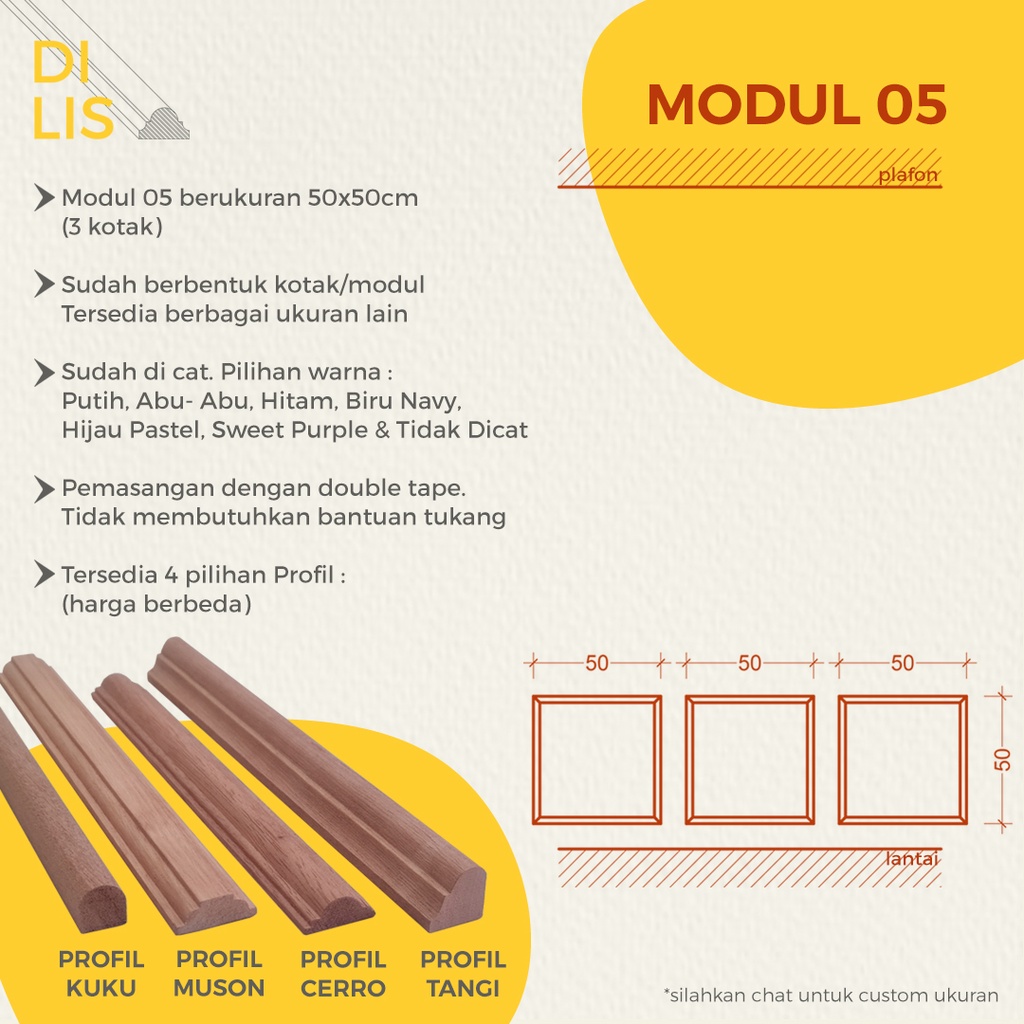 MODUL 05 HIASAN DINDING LIS PROFIL KAYU WALL MOULDING WAINSCOTING