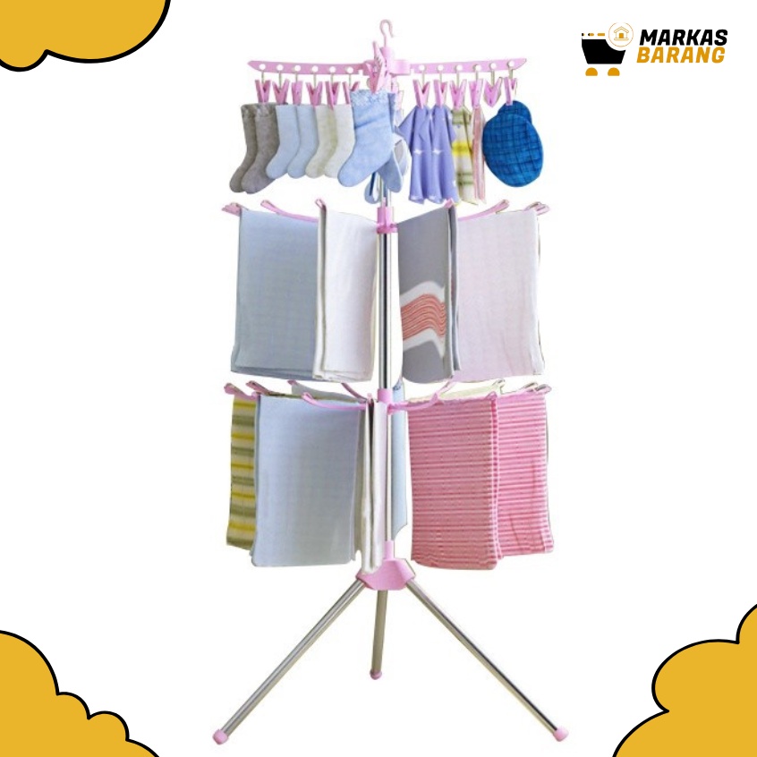 Jemuran Baju Menara/Jemuran Pakaian Bayi/Stand Hnger Berdiri Lipat