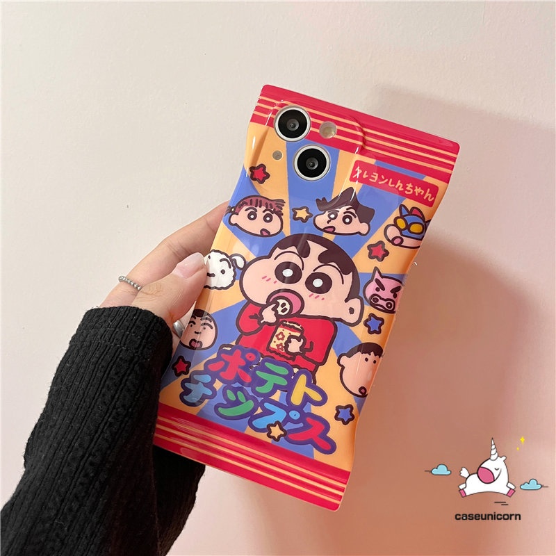 Soft Case TPU Motif Kartun Crayon Shinchan Untuk iPhone 11 14 12 13 Pro Max XR X Xs Max 8 7 6 6s Plus SE 2020