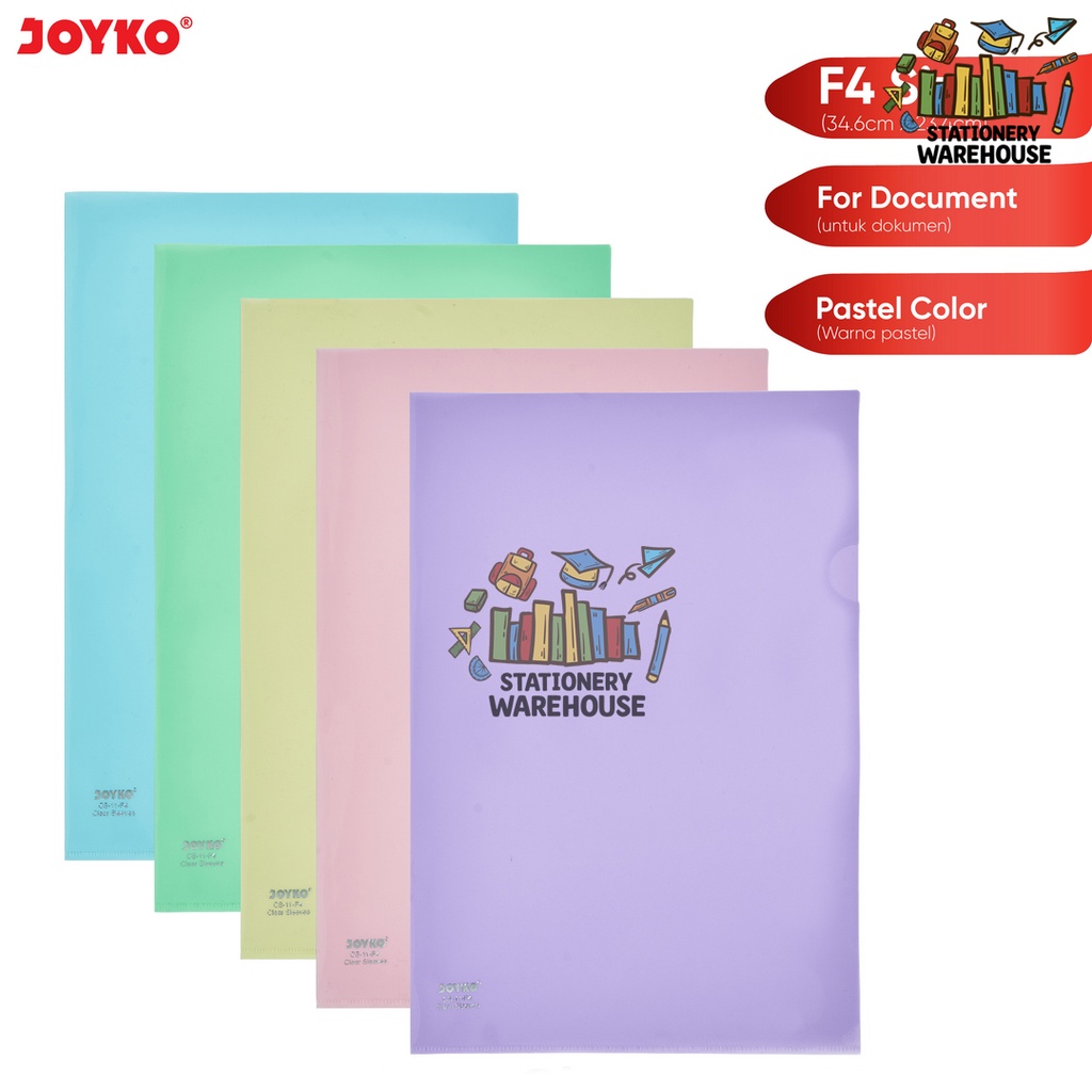 

Map L Plastik Bening Clear Sleeves Joyko CS-11-F4 Pastel Color F4