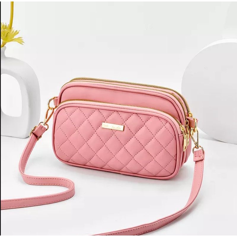 Mochillastore - TAS SELEMPANG WANITA KECIL IMPORT KULIT TA534B5 CRESENT  SLING HITAM BAG REMAJA KOREA MUAT HP FASHION CEWEK PREMIUM MURAH KEKINIAN LUCU BATAM SIMPLE BRANDED