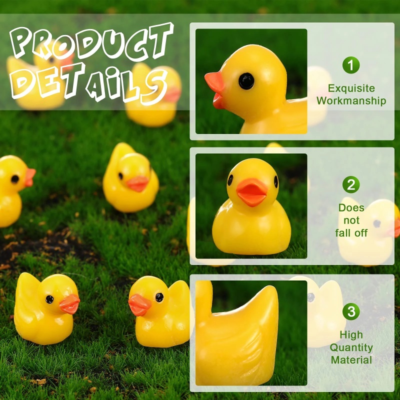 7 Pcs Miniatur Bebek Kuning Bahan Resin Handmade Untuk Dekorasi Rumah / Mobil