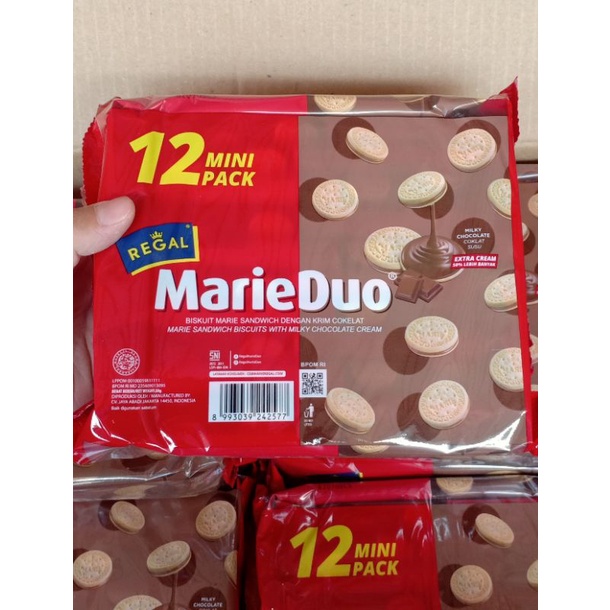 

agen distributor makanan ringan biskuit wafer marie duo regal sandwich chocolate cream mini pack