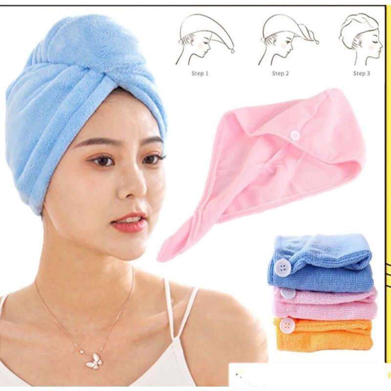 HANDUK KERAMAS MANDI MICROFIBER HANDUK RAMBUT KERAMAS TURBAN PENGERING RAMBUT