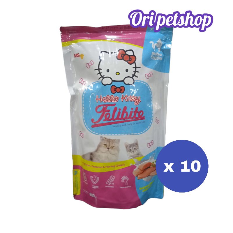 grab/gojek (10pcs) makanan kucing felibite mother &amp; kitten 800gr - paket 10pcs