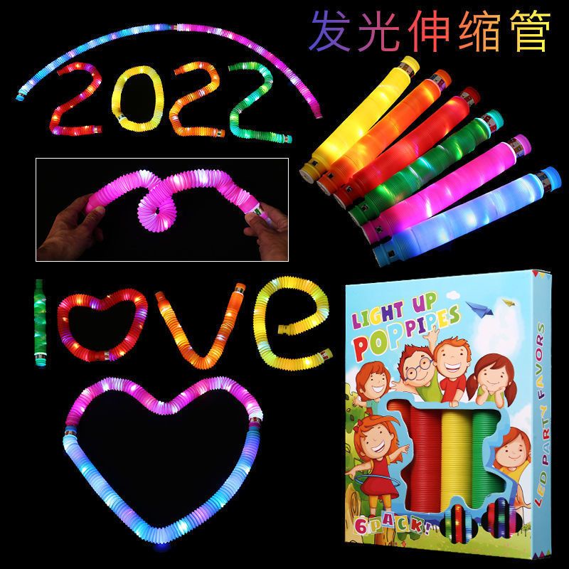 (ORI) Pop Tubes LED Colorfull Magical Elastic Fidget Toy Lominous