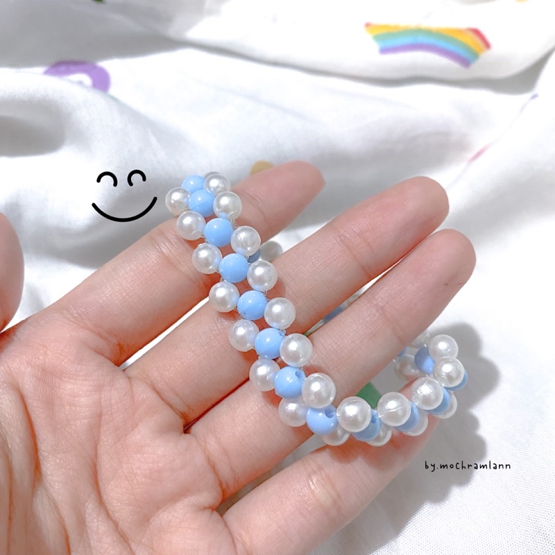 gelang pearl model anyam / gelang beads pastel / aksesoris gelang