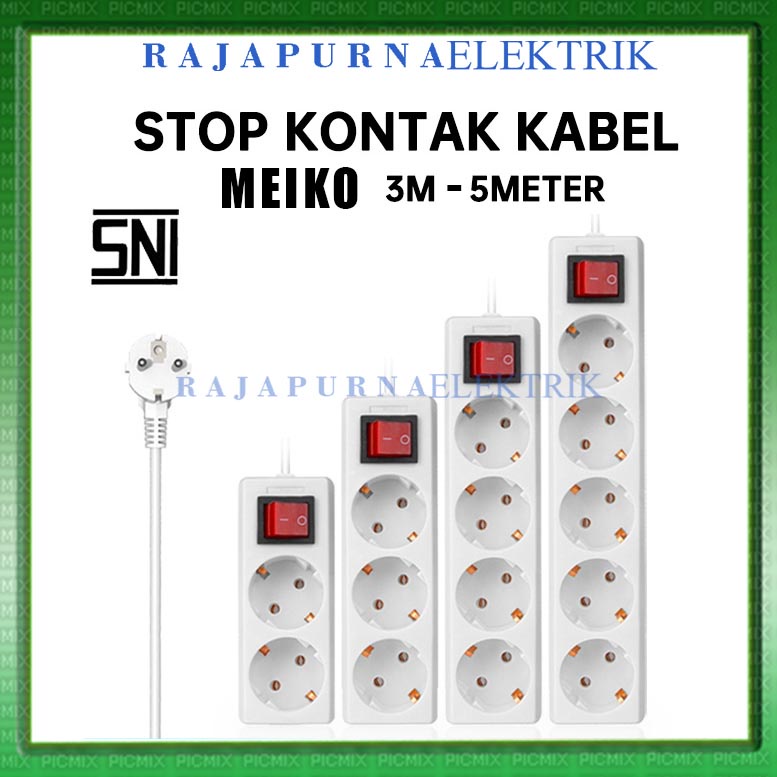 Stop Kontak Colokan 4 lubang saklar on-off kabel 1,5 meter SNI - MEIKO