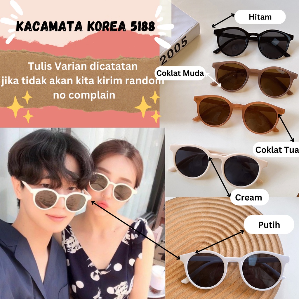 Kacamata Hitam Wanita Korea Retro Frame Bulat Fashion Style Pria Wanita