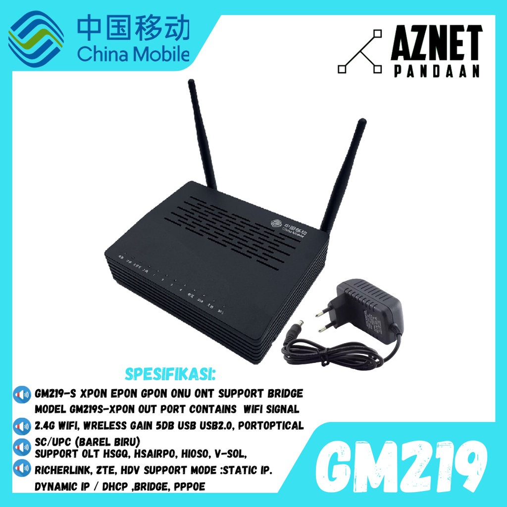 GM219-S XPON EPON GPON ONU ONT SUPPORT BRIDGE INCLUDE ADAPTOR