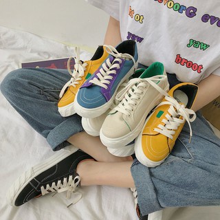 SHS026 Sepatu Sneakers Kasual Bertali Bahan Kanvas Korea Style Woman Fashion Casual Shoes S1398