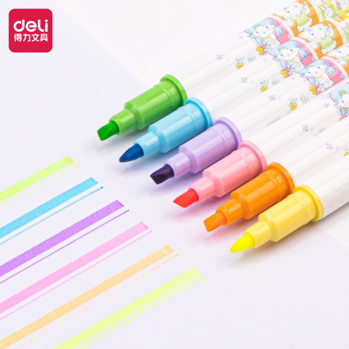 

Deli Highlighter / Penanda Dual Tip Berisi 6 Warna Design Lucu S151 - chisel