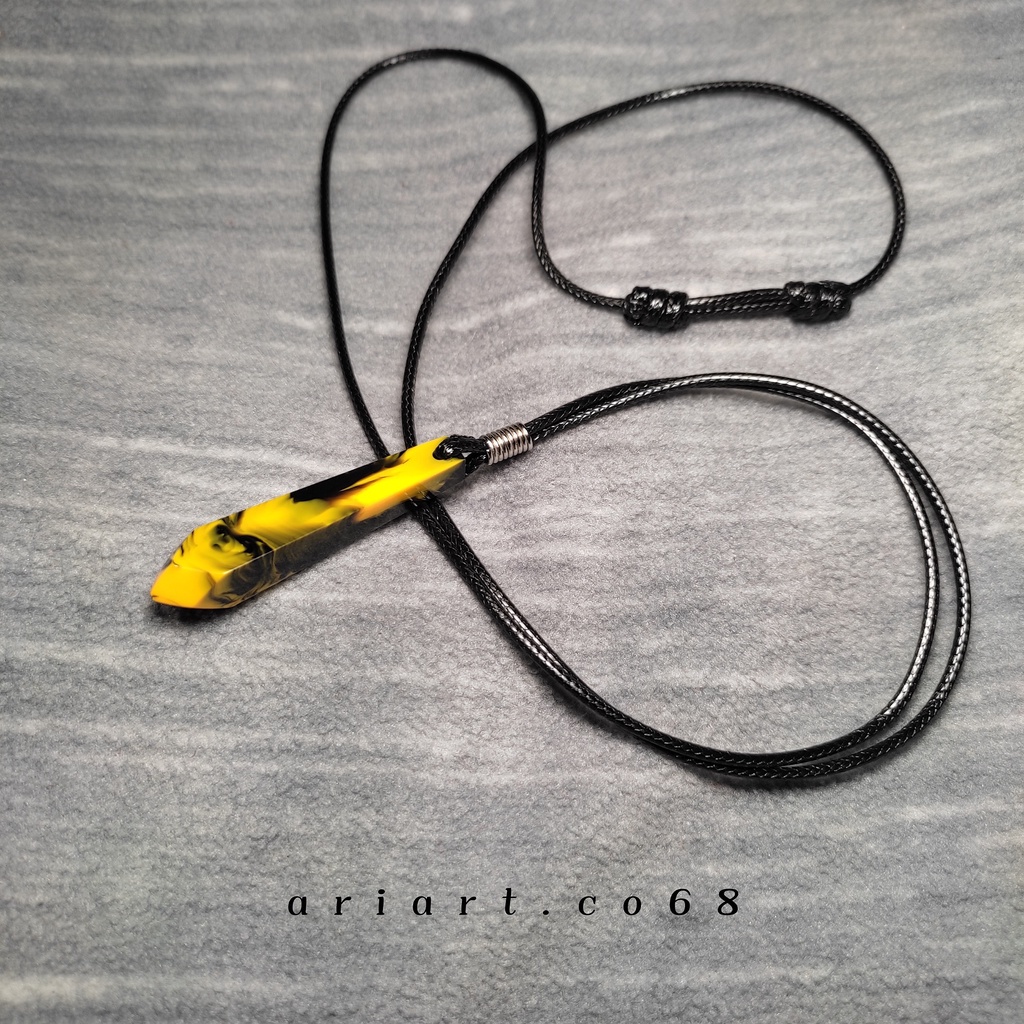 Kalung tali pria wanita viral liontin resin transparan murah