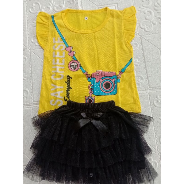 SETELAN ROK TUTU DAN KAOS RUFFLE USIA 0-1,5TH