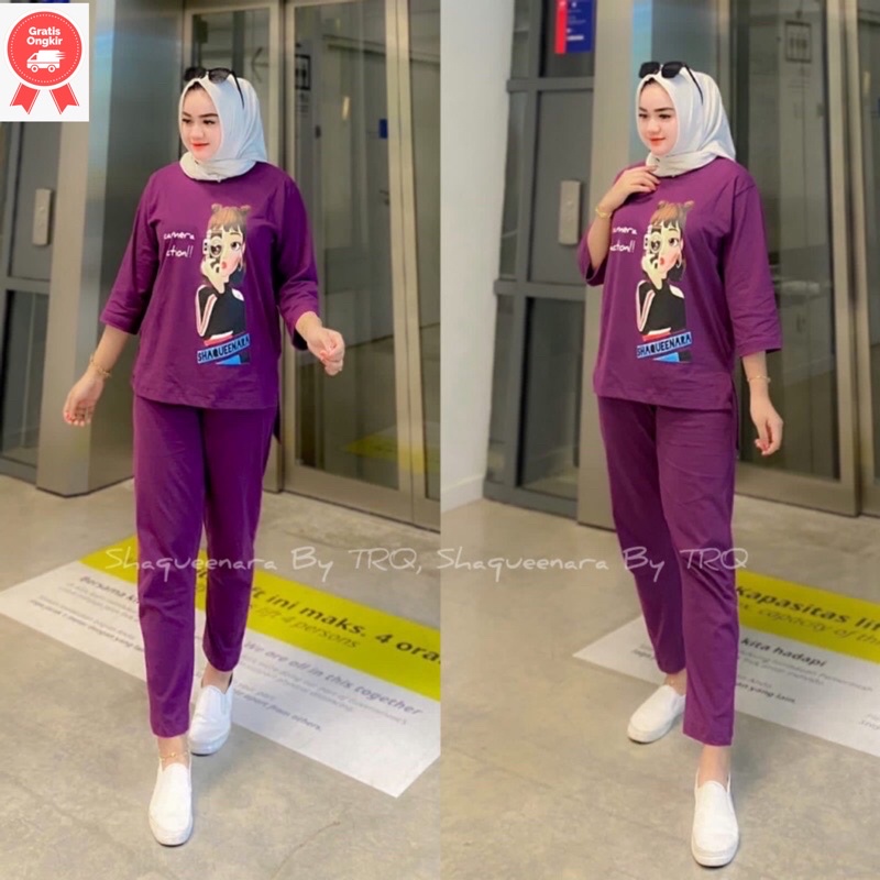 setelan celana kaos shaqueenara/set celana shaqueenara/set cel shaqueenara/setelan celana shaqueenar