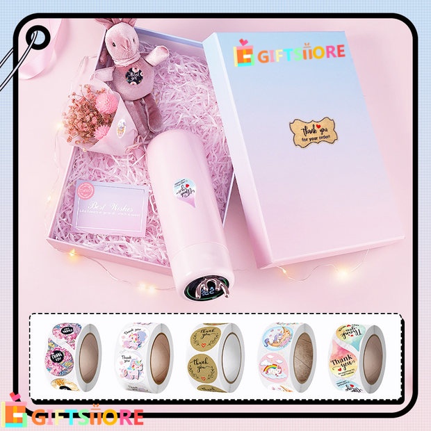 

COD✨1 Roll (500 Pcs) Lucu Stiker Thank You Kasih Menyenangkan Liburan Manual Anak-anak Kartun DIY Dekoratif Penyegelan Stiker Terima Kasih gs