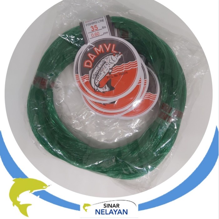 Senar pancing Damyl hijau no 35 lbs, diameter 0.60 mm