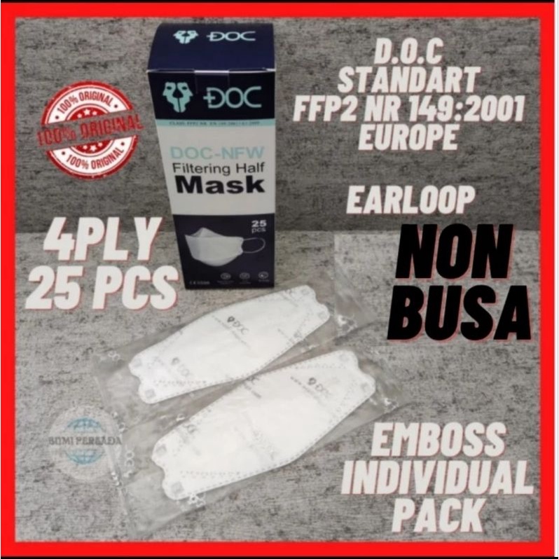 Masker KF94 4ply DOC  Emboss KF 94 Individual pack Steril isi 25 pcs 4 ply