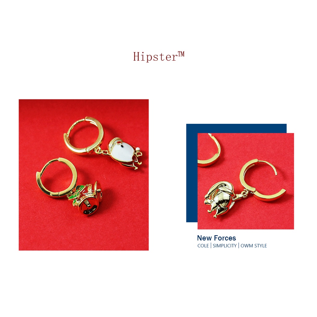 Anting Tusuk Asimetris Bahan Sterling Silver 925 Untuk Wanita