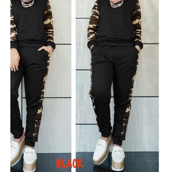 stelan training loreng/baju senam muslim/baju olahraga muslim/vr - M - L, MAROON