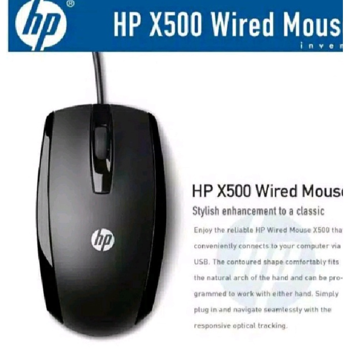 Mouse HP X500 Optical USB Mouse Kabel Mouse USB Wired Optical High Quality / Mouse PC Komputer Laptop Windows Optical USB Kabel Wired