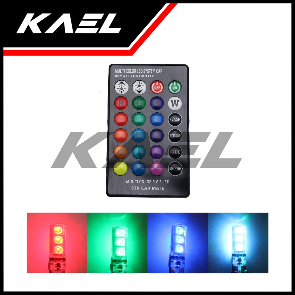 Lampu LED Jelly RGB T10 Remote Mobil-Motor 2 pcs 1 Set 16 Warna Remot Sein-Sen-Riting-Senja-Kota-dll Flash-Strobo-Diam-Smooth