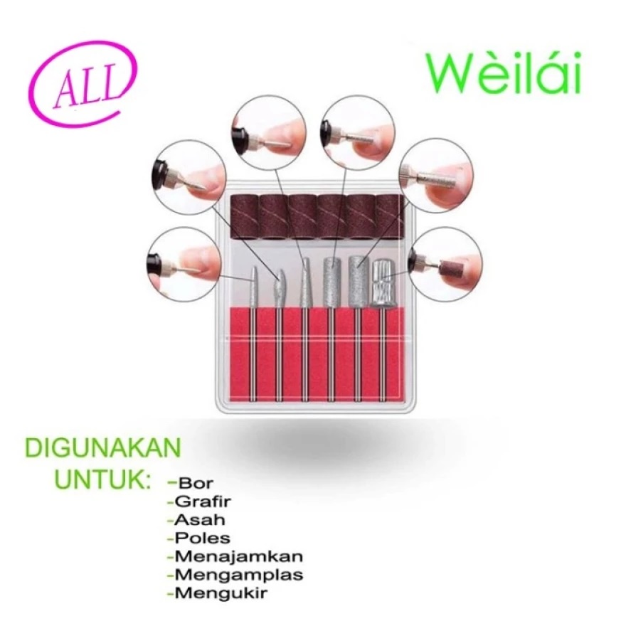 Mesin Mini Grinder Grafir Bor Gerinda Potong Ukir Manicure Pedicure Komplit Adaptor DC Mata Bor Grafir