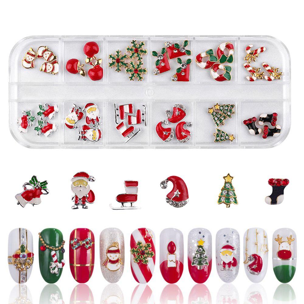 Mxbeauty Berlian Imitasi Bentuk Kaos Kaki Santa Claus / Snowman / Pohon Natal 3D Untuk Dekorasi Nail Art