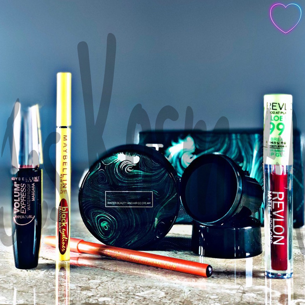 Paket Kosmetik Bedak Air BB Cream Cushion Make Up MYB Mascara Eyeliner Pensil Alis LipGloss