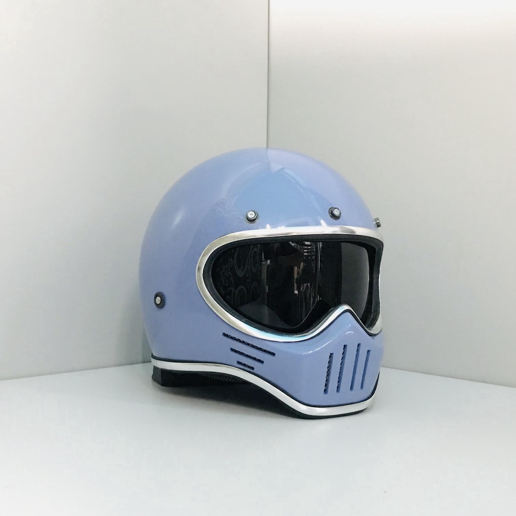 Helm Cakil M30 List Chrom Full Face Custom Simpson Bandit Retro Classic