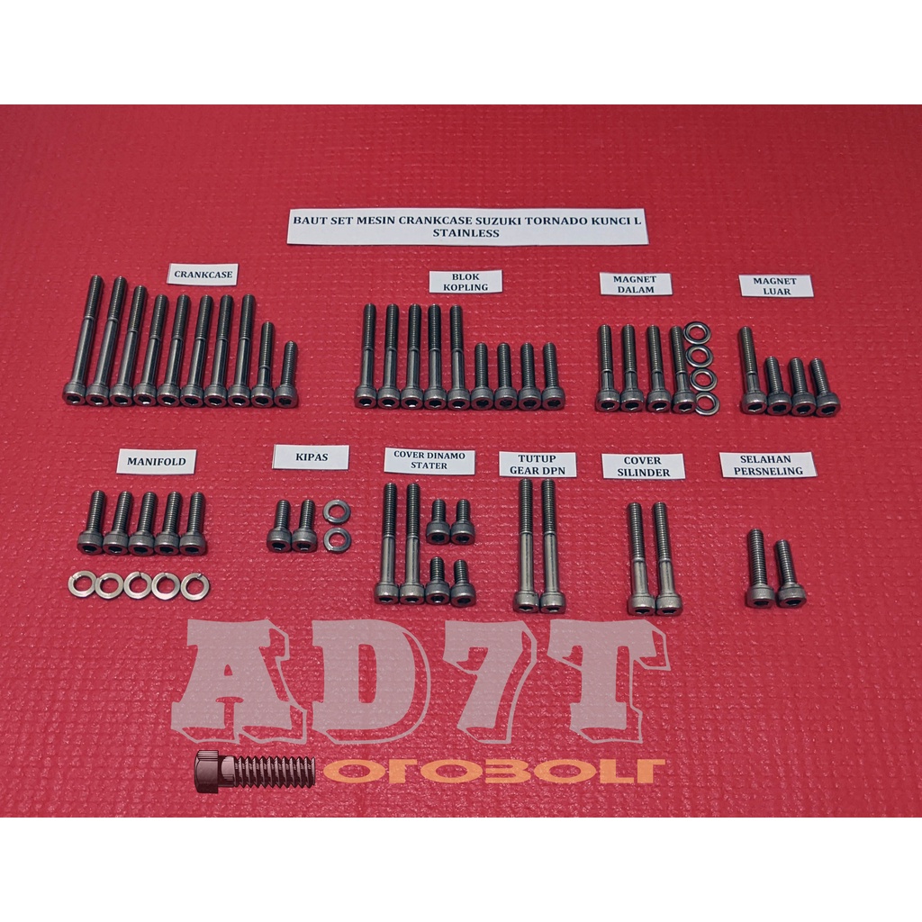 Jual Baut Set Mesin Crankcase Suzuki Tornado Kunci L Stainless Asli Shopee Indonesia