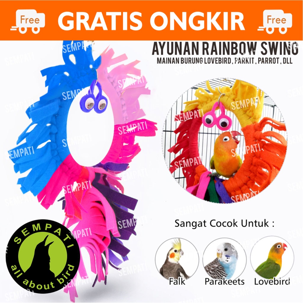 MAINAN BURUNG PARROT SUGAR GLIDER AYUNAN GIGITAN LOVEBIRD PARKIT FALK PANJATAN HAMSTER RAINBOW RNBSW