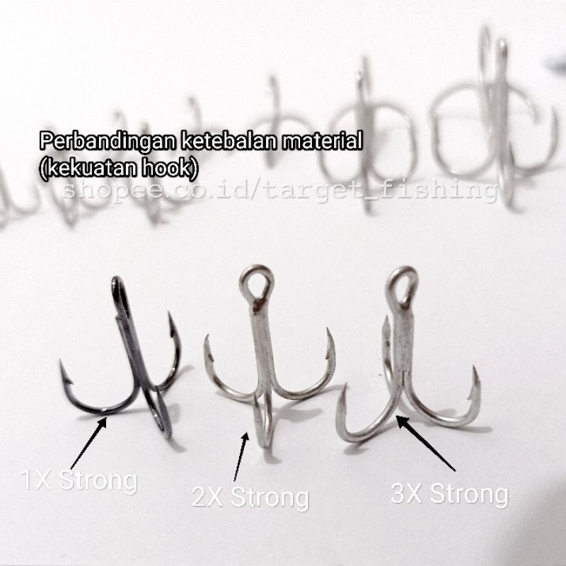 Treble Hook 3X Strong High Carbon - HARGA 1PCS Kail Trebel Minnow