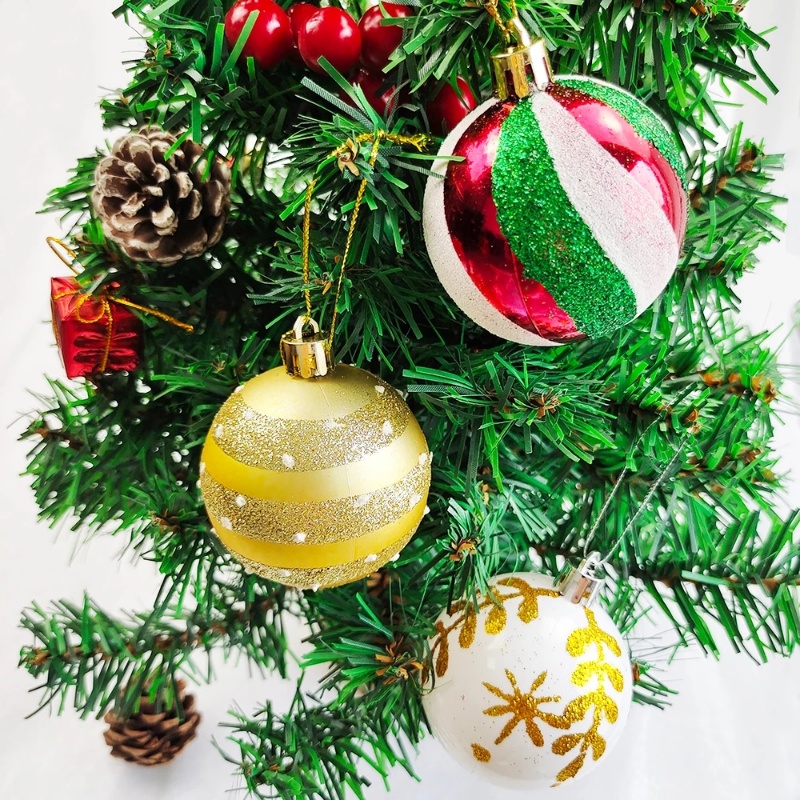 Christmas Home Decoration Products / 6 Pcs 6CM Christmas Ball Ornaments For Xmas Tree / Snowflake Stripe Dot Red Christmas Tree Hanging Pendant / Festive Party Decorative Supplies