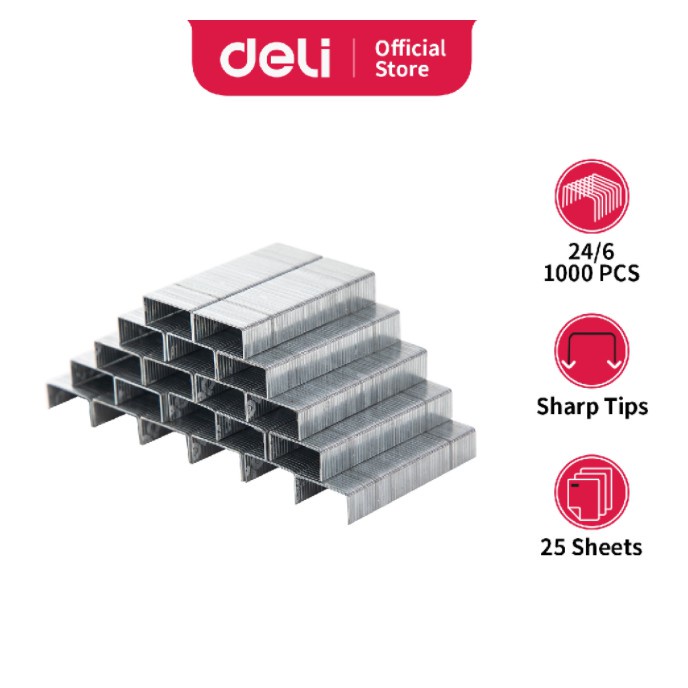 Deli Nusign Stapler Refill Isi Staples #12 24/6 1000pcs/box E0012N