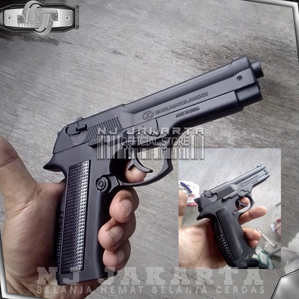 Korek Api Gas PIstol Besi Metal Black Doff Free Sarung Mancis Lighter