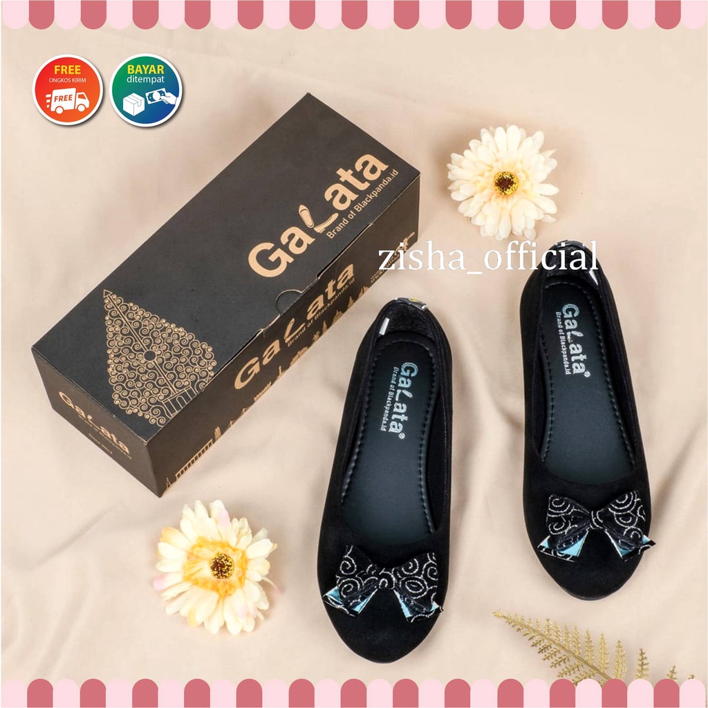 Blackpanda Flat Shoes / Sepatu Wanita Black Panda Pita / Flateshoes Wanita Black Panda Ribbon Black